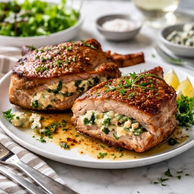 Image of Blue Cheese Stuffed Pork Chops for Two