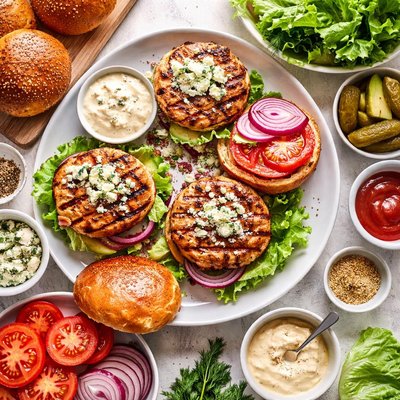 Image of Blue Cheese Stuffed Turkey Burgers