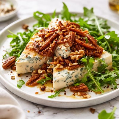 Image of Blue Cheese with Arugula Caramelized Onions and Nuts