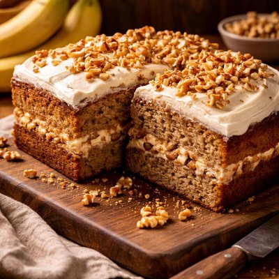 Image of Blue Ribbon Banana Cake with Creamy Nut Filling