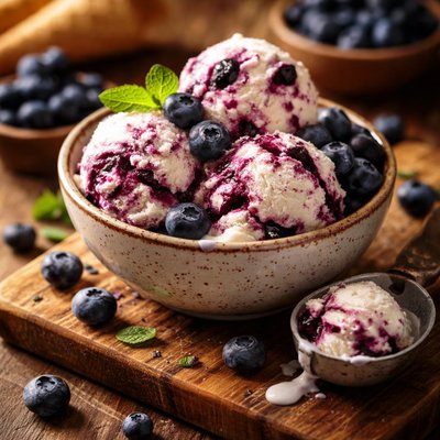 Image of Blueberries and Cream Ice Cream