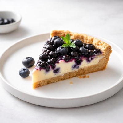 Image of Blueberries and Cream Pie with No Roll Pie Crust