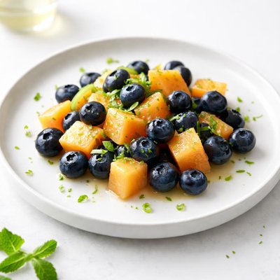 Image of Blueberries and Melon with Honey Lime Dressing