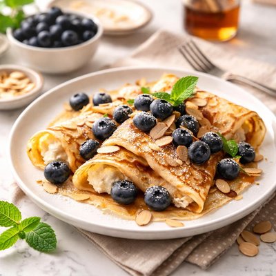 Image of Blueberry Almond Crepes
