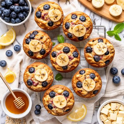 Image of Blueberry and Banana Muffins Light