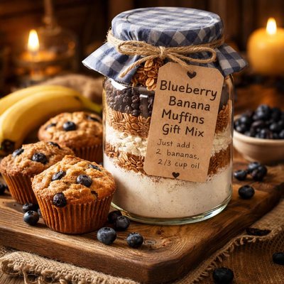 Image of Blueberry Banana Muffins Gift Mix in a Jar