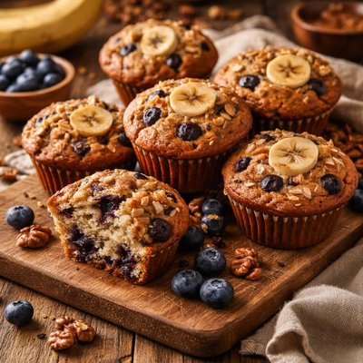 Image of Blueberry Banana Nut Muffins