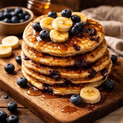 Image of Blueberry Bananas Pancakes