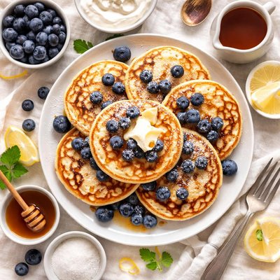 Image of Blueberry Blueberry Sour Cream Pancakes