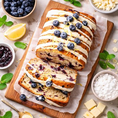 Image of Blueberry Bread with White Chocolate Icing