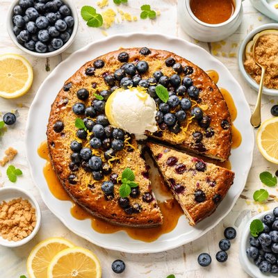 Image of Blueberry Cake with Brown Sugar Sauce