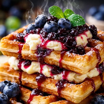 Image of Blueberry Cheesecake Waffles