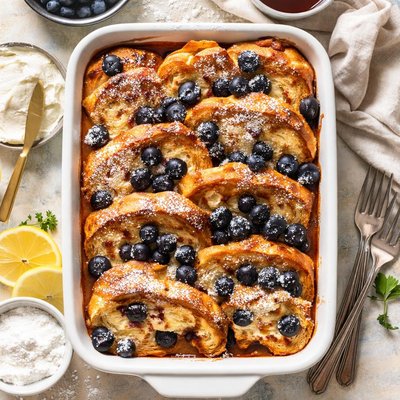 Image of Blueberry Cream Cheese Stuffed Baked French Toast