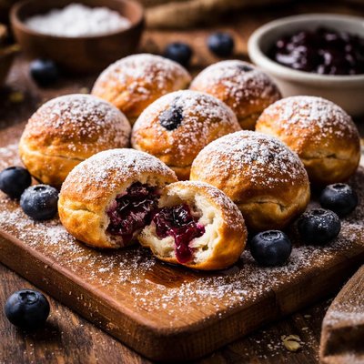 Image of Blueberry Ebelskiver Belskiver Danish Filled Pancake