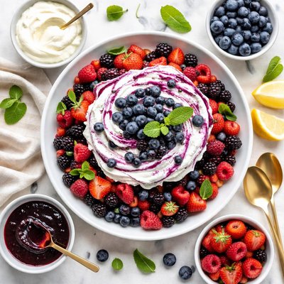 Image of Blueberry Fool on a Berry Fruit Salad England