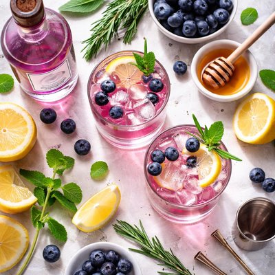 Image of Blueberry Gin and Cocktail