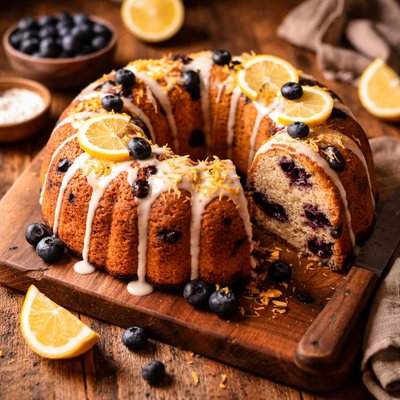 Image of Blueberry Lemon Bundt Cake Egg Free