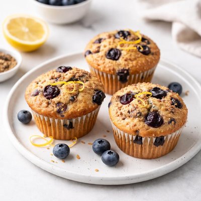 Image of Blueberry Lemon Flax Muffins