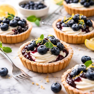 Image of Blueberry Mascarpone Cheese Tarts