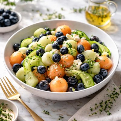 Image of Blueberry Melon Salad with Thyme Syrup