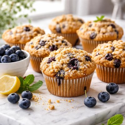 Image of Blueberry Muffins with Streusel Topping