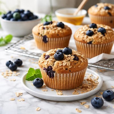 Image of Blueberry Oatmeal Muffins Low Sugar