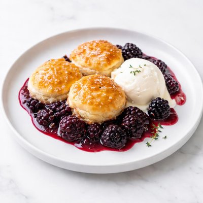 Image of Blueberry or Blackberry Cobbler with Honey Biscuits