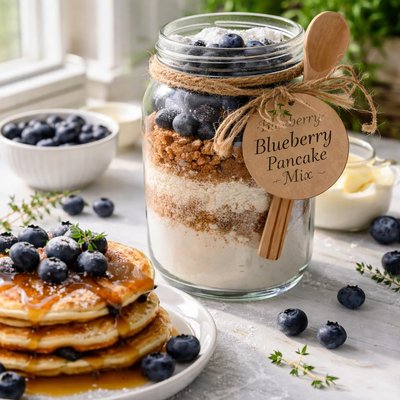 Image of Blueberry Pancake Mix in a Gift Jar