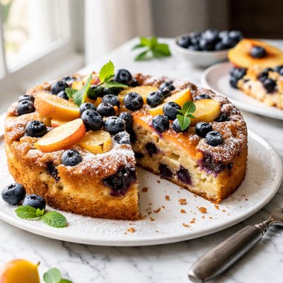 Image of Blueberry Peach Pudding Cake