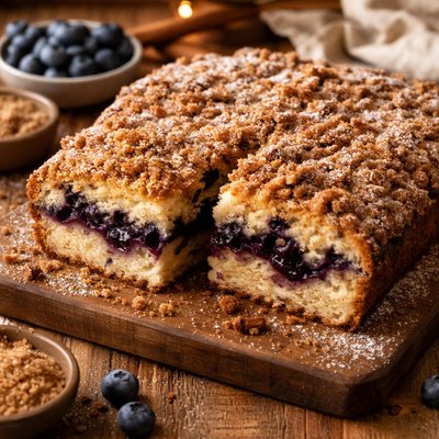 Image of Blueberry Pie Filling Coffee Cake with Spice Topping