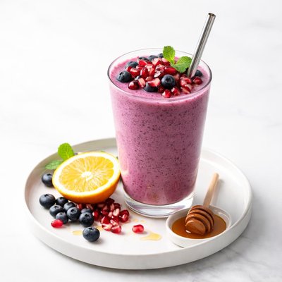 Image of Blueberry Pomegranate Smoothie with Honey Orange