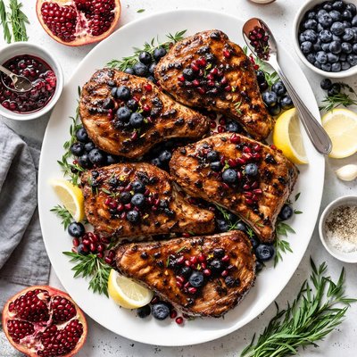 Image of Blueberry Pomegranate Tarragon Marinated Pork Chops