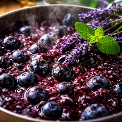 Image of Blueberry Sauce with Fresh Lavender