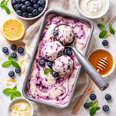 Image of Blueberry Sour Cream Ice Cream Low Fat No Added Sugar