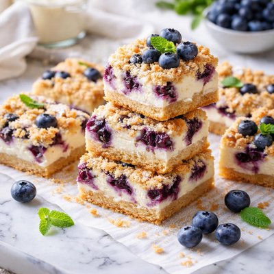 Image of Blueberry Sour Cream Kuchen Bars