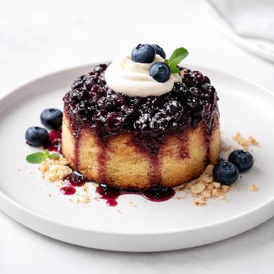 Image of Blueberry Upside Down Cake Pouding Aux Bleuets