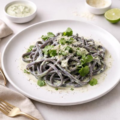 Image of Bluecorn Fettuccine with Cilantro Cream Sauce