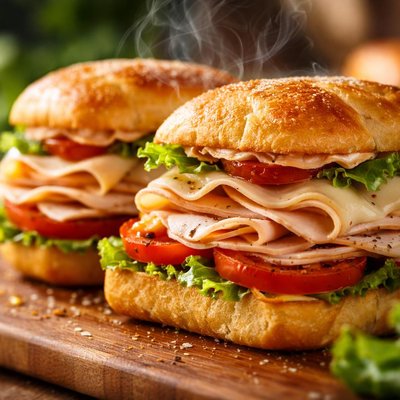 Image of Blushing Turkey and Cheese Sandwiches