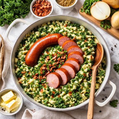Image of Boerenkool Met Rookworst Curly Kale with Smoked Sausages