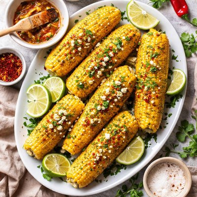 Image of Boiled Corn on the Cob with Spicy Butter