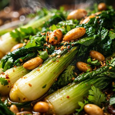 Image of Bok Choi with Peanuts and Cilantro