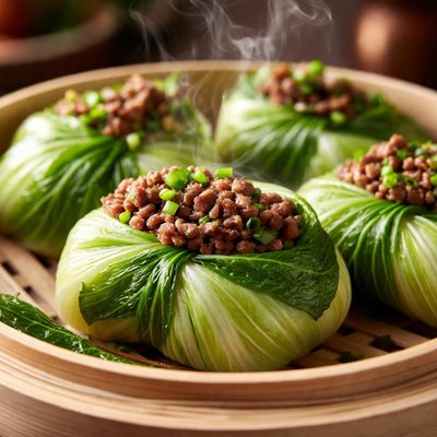 Image of Bok Choy Beef Steamed Wraps