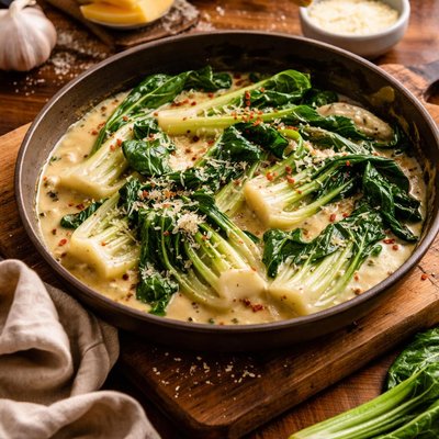 Image of Bok Choy in Cream Sauce