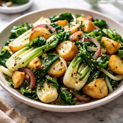 Image of Bok Choy Potato and Onion Side Dish
