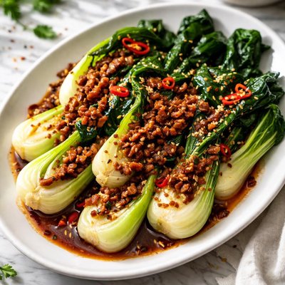 Image of Bok Choy with Hot Bacon Sauce