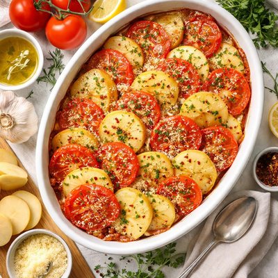 Image of Bola De Batata E Tomate Portuguese Potato Tomato Casserole