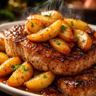 Image of Boneless Pork Chops with Sauteed Apples