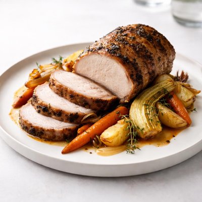 Image of Boneless Roast Loin of Pork with Aromatic Vegetables