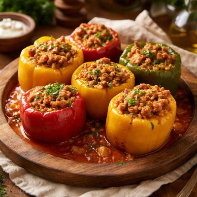 Image of Bosnian Ground Turkey Stuffed Bell Peppers