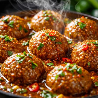 Image of Bottle Gourd Balls in Spicy Sauce Mock Meatballs